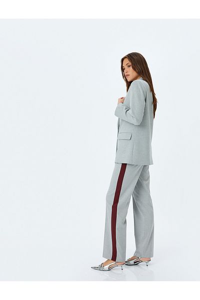 Koton Straight Leg Fabric Trousers with Stripe Detail on the Sides