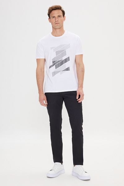 ALTINYILDIZ CLASSICS Tricou alb pentru bărbați, slim fit, 100% bumbac, cu decolteu triplu