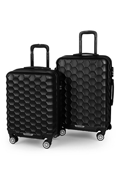 POLO&SKY Petek Model Siyah Renk 2'li Valiz Seti (kabin+orta)