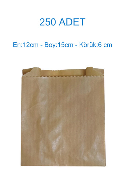 HDF PAZARLAMA 250 Popcorn Paper Bags (12X15X6 Cm, Brown)