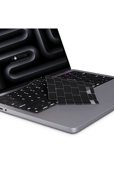 NovStrap حافظة حماية للوحة المفاتيح التركية باللون الأسود متوافقة مع Apple MacBook Pro مقاس 14 بوصة - M4 A3401 A3112 A3185