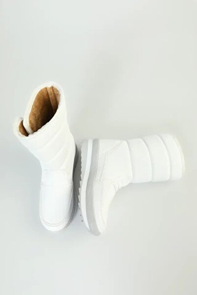 MODVALU Alves Girl's Sheepskin Velcro Boots White