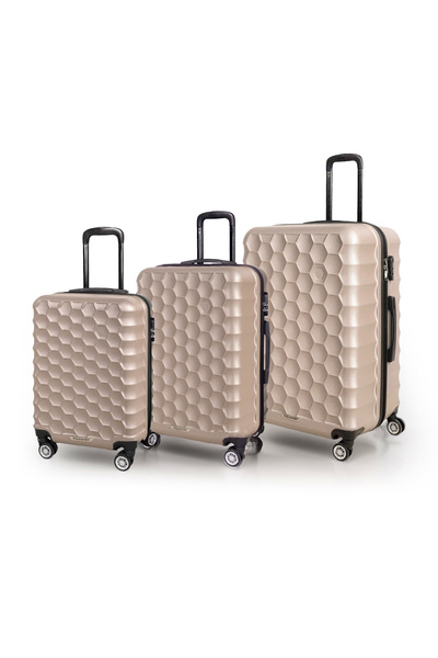 POLO&SKY Petek Model Gold Renk 3'lü Valiz Bavul Seti
