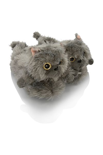Twigy Cat-3 Graue Hausschuhe – Damentier, Größe 36/41