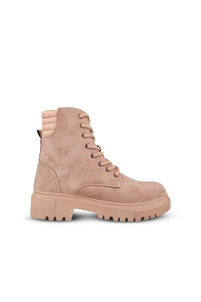 M.P. Women's Lace-Up Beige Casual Boots