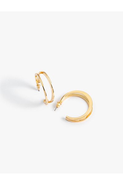 Koton Steel Hoop Earrings 2 Rows