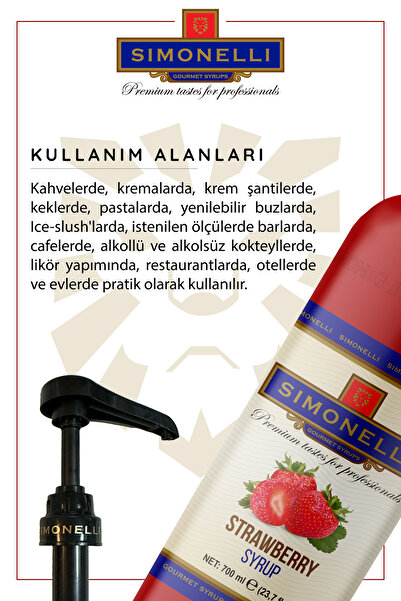 Simonelli Kahve Ve Kokteyl Şurubu Çilek Aromalı 700 ml Pompa Hediyeli