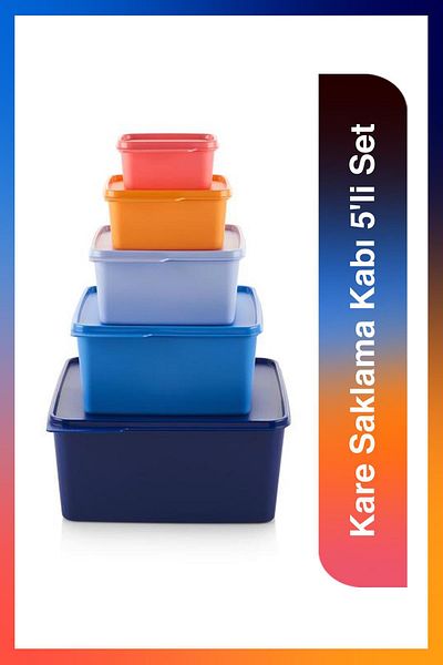 Tupperware Square Refrigerator Storage Container Set of 5