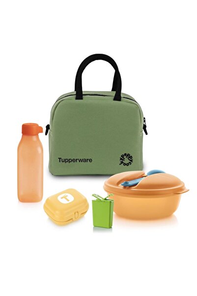 Peppycooky Tupperware X Yeşil Set 1 Suluk Matara Çantalı Yemek Taşıma Ve Besl...