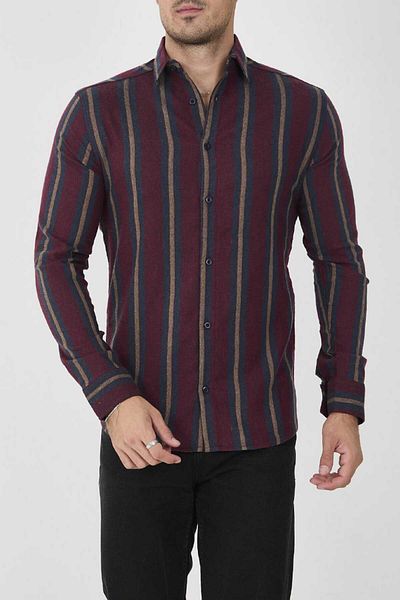 MCZ GİYİM Striped Melange Slim-Fit Men's Shirt