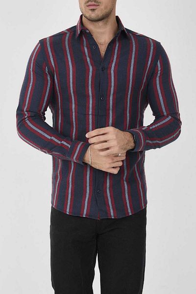 MCZ GİYİM Ανδρικό πουκάμισο με ριγέ Melange Slim-Fit