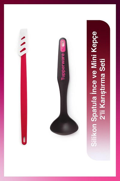 Tupperware Silicone Spatula Thin and Mini Ladle 2-Piece Mixing Set