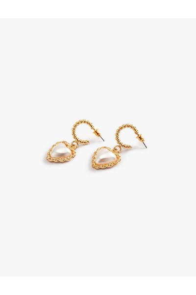 Koton Heart Charm Detailed Twist Ring Dangle Earrings