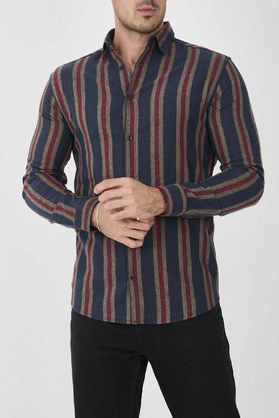 MCZ GİYİM Мъжка риза Slim-Fit с райета и меланж