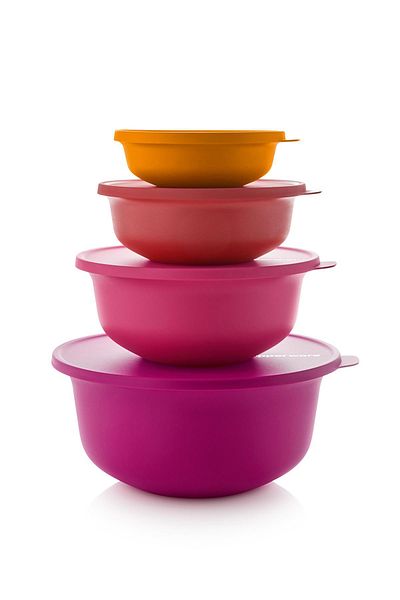 Tupperware Set of 4 Aloha Refrigerator Storage Containers 450 ml 1 Lt 2 Lt, 4 Lt