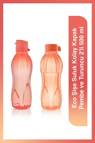 Tupperware Eco Bottle Easy Cover Water Bottle and Flask Pink and Orange 2-Piece 500ml