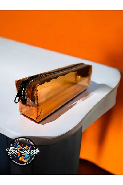 tiny hands Suport pentru stilou transparent cu un singur compartiment din silicon Suport pentru stilou transparent de culoare portocalie Suport pentru stilou cu un singur compartiment Suport pentru stilou portocaliu