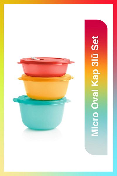 Tupperware Micro Oval Series Refrigerator Storage and Microwave Heating Container Set of 3 Mtk