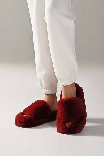Beyond Γυναικείες Βουργουνδίες Extra Soft Furry Παντόφλες 3cm BYND01