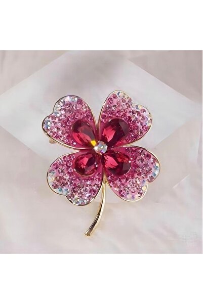 giez Taşlı Şık Dört Yaprak Yonca Broş