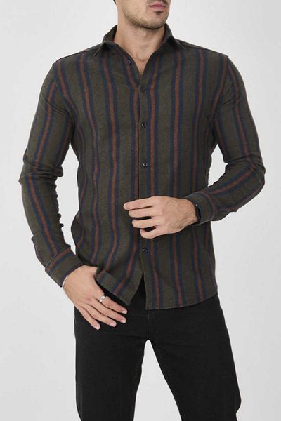 MCZ GİYİM Ανδρικό πουκάμισο με ριγέ Melange Slim-Fit