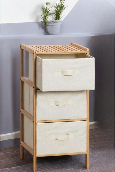 Digithome Bambu 3 Çekmeceli Dolap Organizer Çok Amaçlı Düzenleyici Şifonyer Db-0015