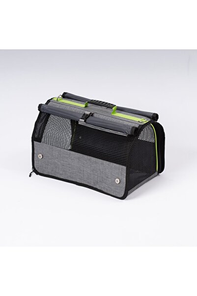 BRAVE PAWS Flybag Plastik Yırtılmaz Fileli Kedi Ve Köpek Taşıma Çantası Seyahat Çantası Gri 45*25*26cm
