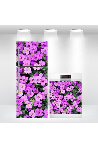 Bigaimaj Frigider și mașină de spălat vase folie autocolantă flori violete