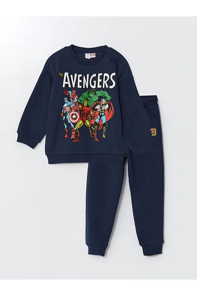 LC Waikiki Lcw Kids Indigo Spiderman Printed Boys' Sweatshirt and Sweatpants Bottom 2 Pcs