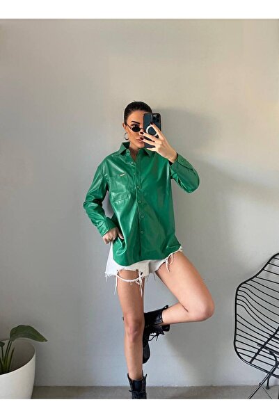ELİSA Oversize Deri Gömlek