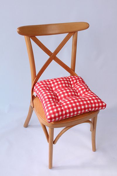 ALTINPAMUK Luxury Fluffy Gingham Chair Cushion 38x38 Red