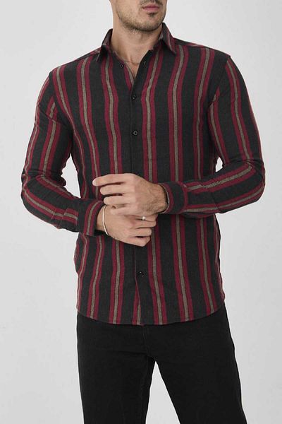 MCZ GİYİM Ανδρικό πουκάμισο με ριγέ Melange Slim-Fit