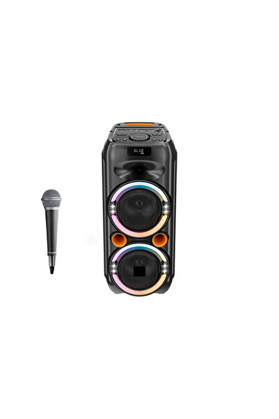 VOOKA Bluetooth Hoparlör 30W 6.5inç Rgb Ledli Işıklı Karaoke Mikrofonlu Hoparlör