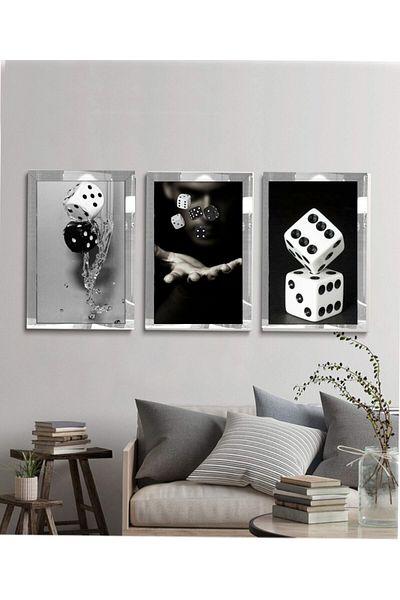 YOKTAYOK Masa cu zaruri din 3 piese cu cadru din plexiglas