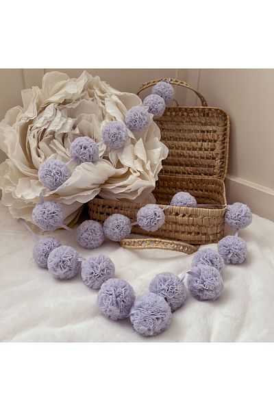 PAMUKA Tulle Mini Pompom Banner Baby Purple