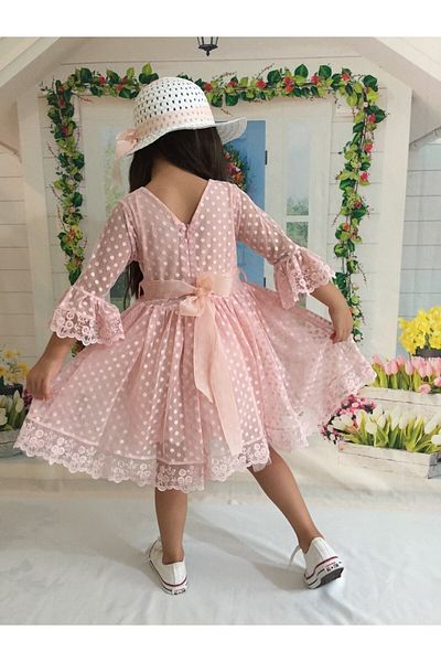 Mixie Salmon Girl's Laced Lace Dress Special Occasion Birthday Dress