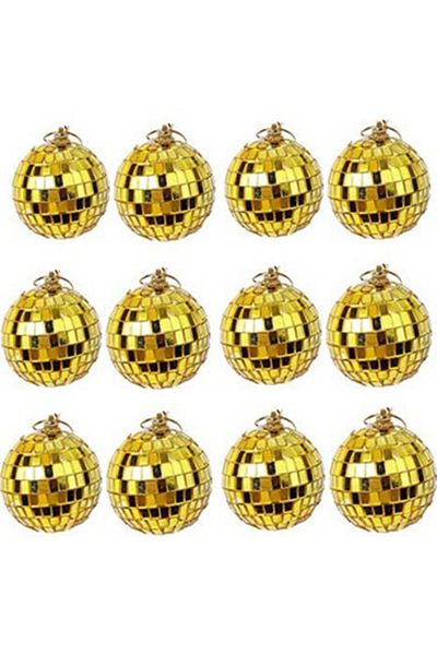kidspartim Χρυσή μπάλα ντίσκο - 4 cm, 12'li Mirrored