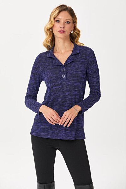 İKİLER Önü Çıtçıtlı Uzun Kol Bluz 245-1203