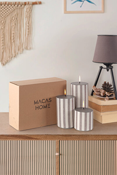 Macas Home Chance Kumaş Kaplamalı Silindir Kokusuz 3'lü Set Mum CHNCMUM