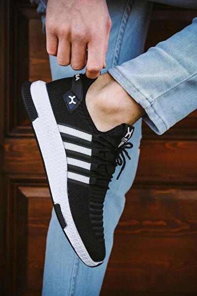 MORENİCA Tricotaje unisex alb-negru Pantofi sport de vară - Ornament cu șireturi