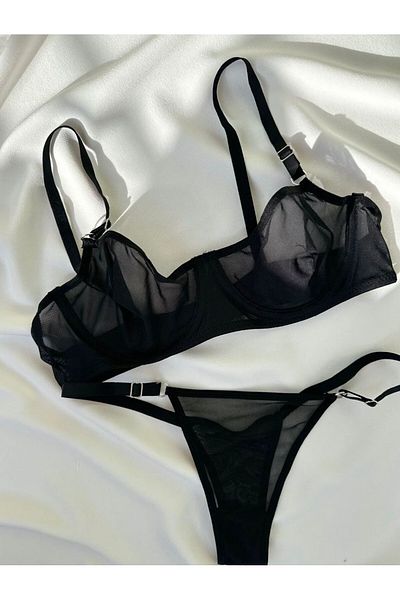 VentLingerie Black Tulle Bralette Set