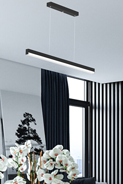 Hegza Lighting Magro 100cm ( Siyah Kasa, Beyaz Işık ) Ledli Sarkıt Modern Led Avize, Salon, Mutfak, Masa