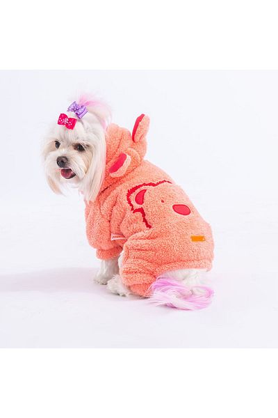 Pawstar Salmon Koala Small Breed Plush Jumpsuit Dog Jumpsuit Dog Outfit Cat Outfit