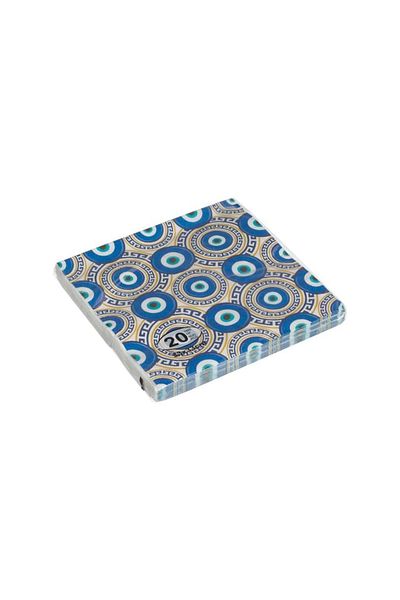 lidl 20 Sheets of Blue Ecru Napkins - 33X33Cm Eye Evil Eye Beads