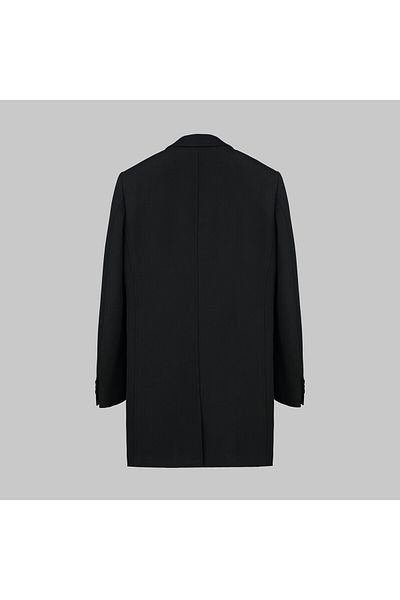 Sarar Interview Woven Fabric with Scarl Collar Wool Spoon Black Coat