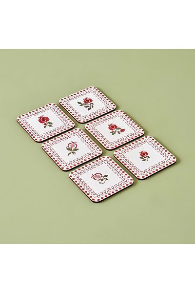 Bella Maison Jolly Set of 6 Coasters Red (10X10 cm)