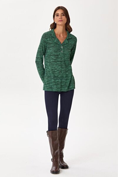 İKİLER Önü Çıtçıtlı Uzun Kol Bluz 245-1203