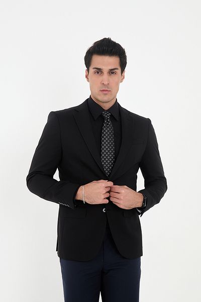 Brianze Crown Patterned Black Gray Tie