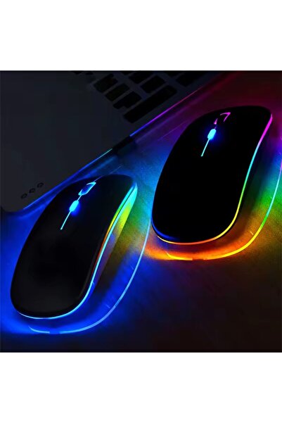 DUHALINE Xiaomi Redmi Pad Pro 12.1" Tablet İçin Uyumlu RGB LED Işıklı Bluetooth+2.4Ghz Kablosuz Şarjlı Mouse