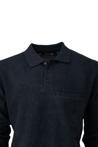Oppland Men's Winter Polo Neck Sweater Cotton Knitted Raised Thessaloniki Buttoned Casual Full Fit with Pockets